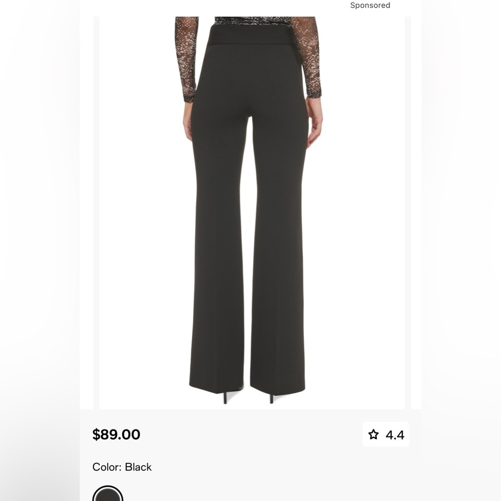 DKNY Polished High Waist Black Wide Leg Women's Trousers